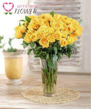 yellow rose vase